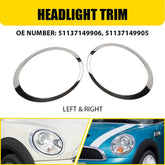For Mini Cooper R55 R56 2007-2015 R&L Chrome Headlight Trim Ring Bezel Cover EA 6B93BC-57