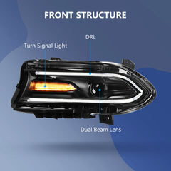 For 2015-2022 Dodge Charger Front Headlights Assembly Lamps Pair Replacement