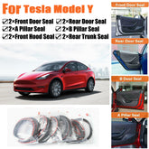 Door Rubber Seal Strips Weather Draft Wind Noise Reduction Kit For Tesla Model Y
