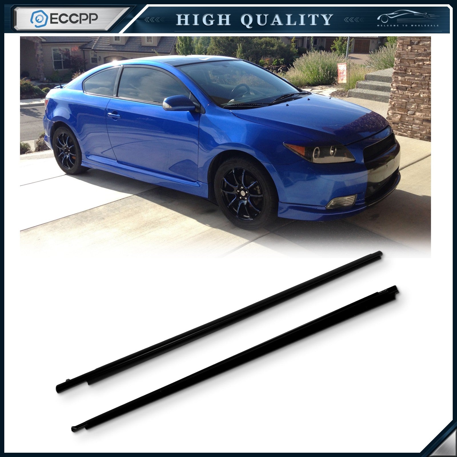 For 2005-2010 Scion TC Pair Front Left & Right Door Window Seal Belt Molding 6B93BC-57