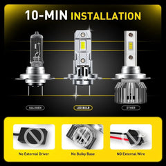2X AUXITO H7 LED Headlight Bulb Kit High Low Beam 6500K Super White 30000LM M6S AUXITO