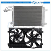 Electric AC Condenser Cooling Fan Kit For 2006-2010 2011-2014 Volkswagen Jetta 6B93BC-57