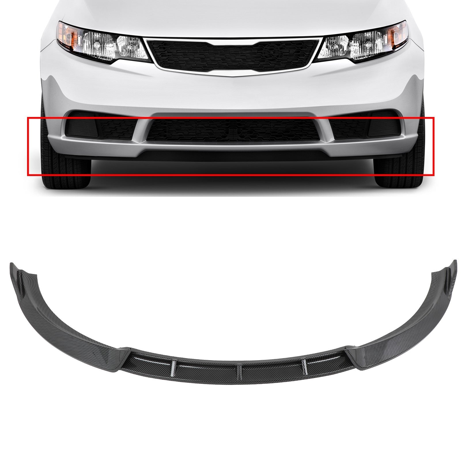 Carbon Look Fits 2010-2013 Kia Forte Forte5 Front Bumper Lip Spoiler 6B93BC-57