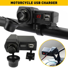 12V Waterproof Motorcycle Accessories Dual Charger USB Power Port Adapter Socket 6B93BC-57