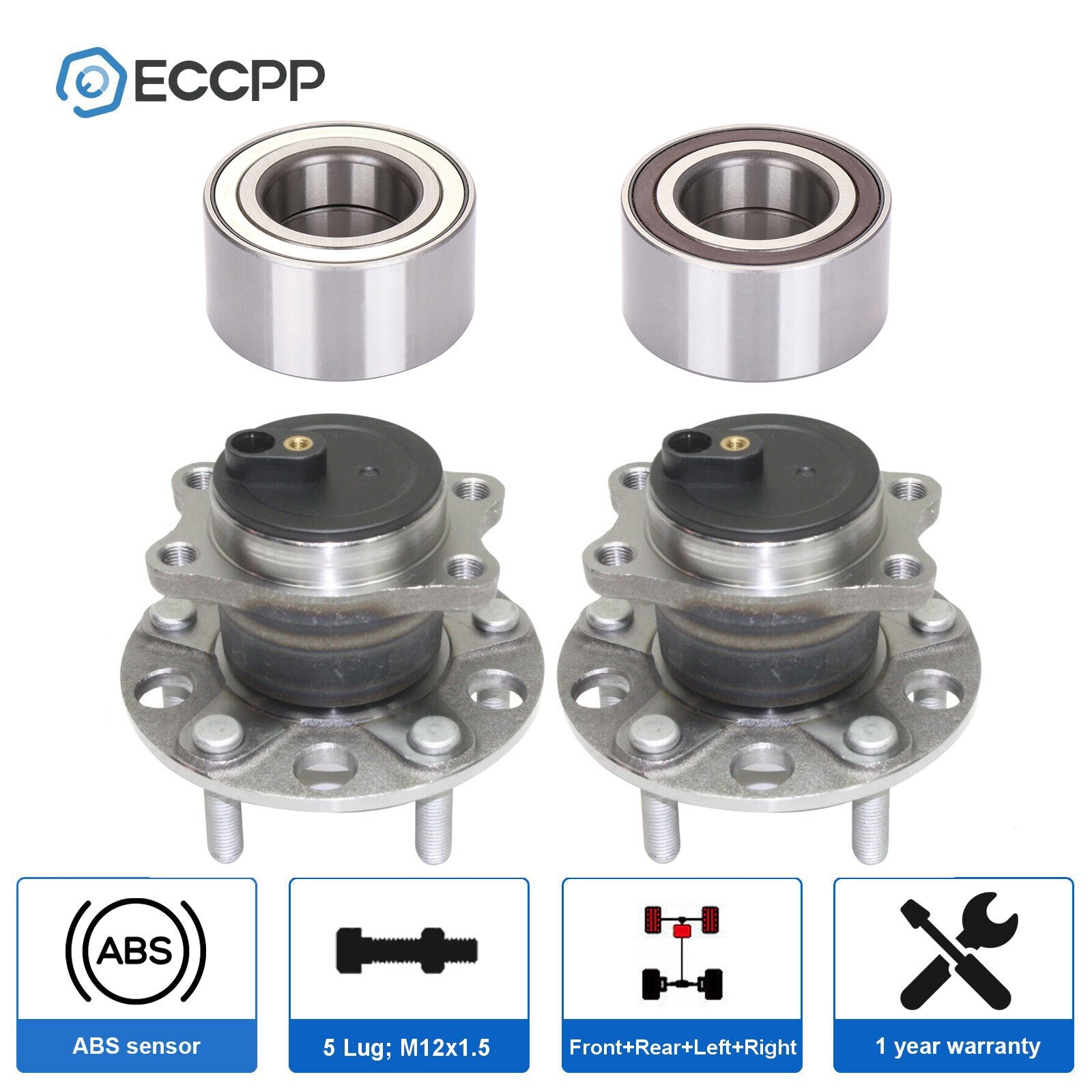 4Pcs Front & Rear Wheel Hub Bearings FWD For Jeep Patriot Compass 2007-2017 2014 KOEEP