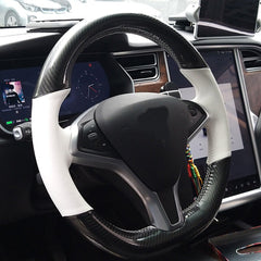 Carbon Fiber&Leather Steering Wheel Stitch on Wrap Cover For Tesla Model X/S