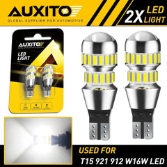 2pcs AUXITO 921 912 LED Reverse Backup Light Bulb 3000LM 6000K Super Bright T15 AUXITO