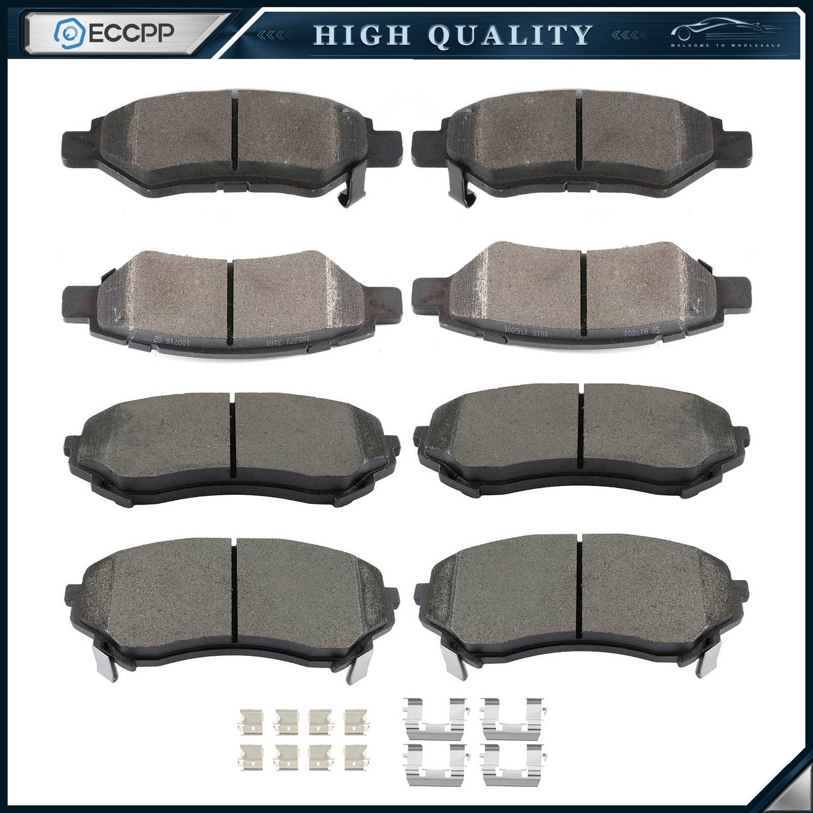 Front Rear Ceramic Brake Pads For 2008-2014 Cadillac CTS Base GM Brake Code J55 6B93BC-57