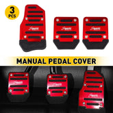 3 Piece Universal Car Non-Slip Manual Gas Brake Foot Pedal Pad Cover Set Red EOA 6B93BC-57