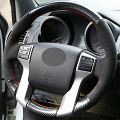 Carbon Fiber&Suede Leather Steering Wheel Sewing Wrap Cover Fit For Toyota Prado