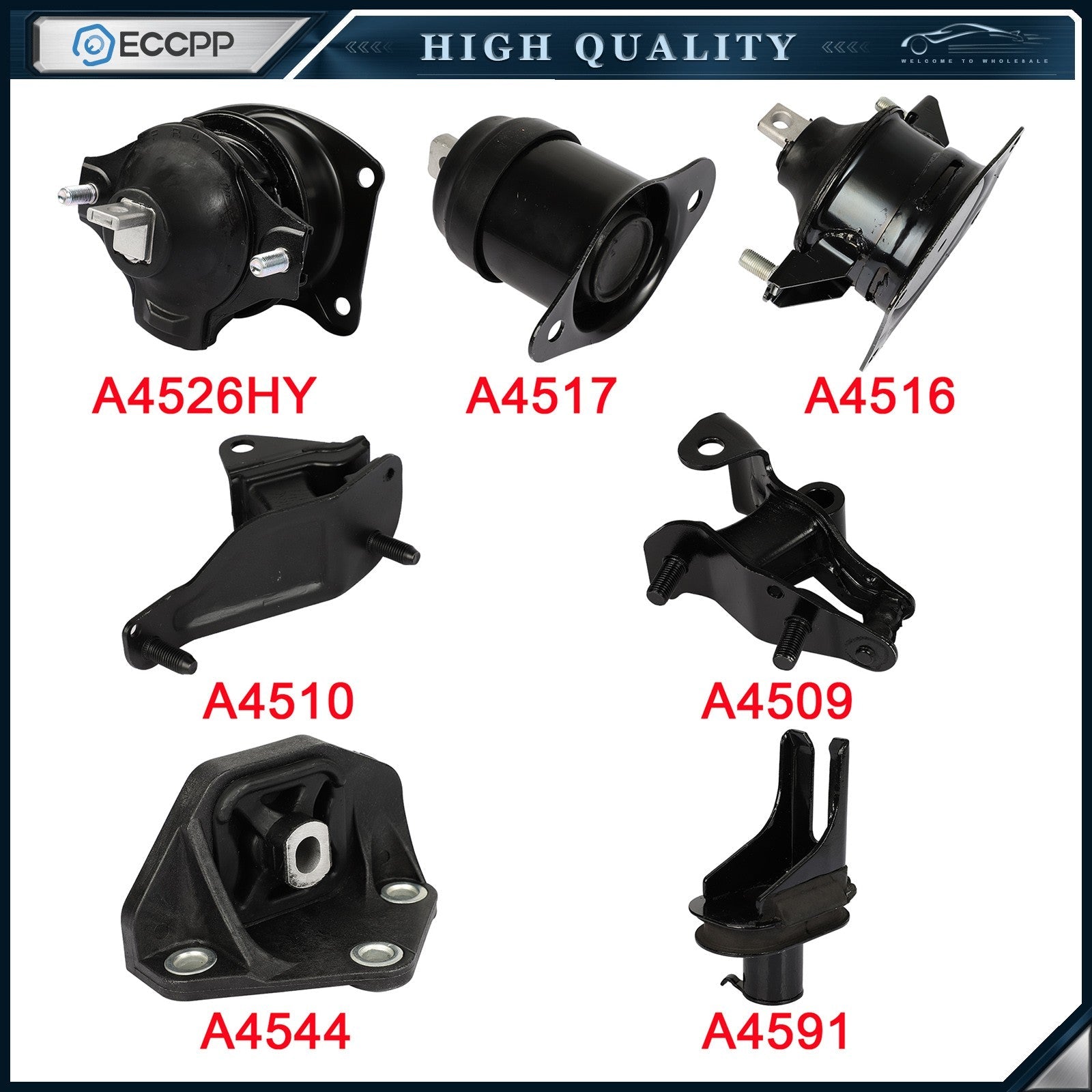 For 2003-2007 Accord L4 2.4L DOHC AT set of 7 Engine Motor Trans Mount kit 6B93BC-57