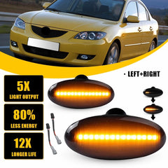 For 2004-09 Mazda 3 LED Front Fender Side Marker Light Turn Signal Lamp Smoked A 6B93BC-57