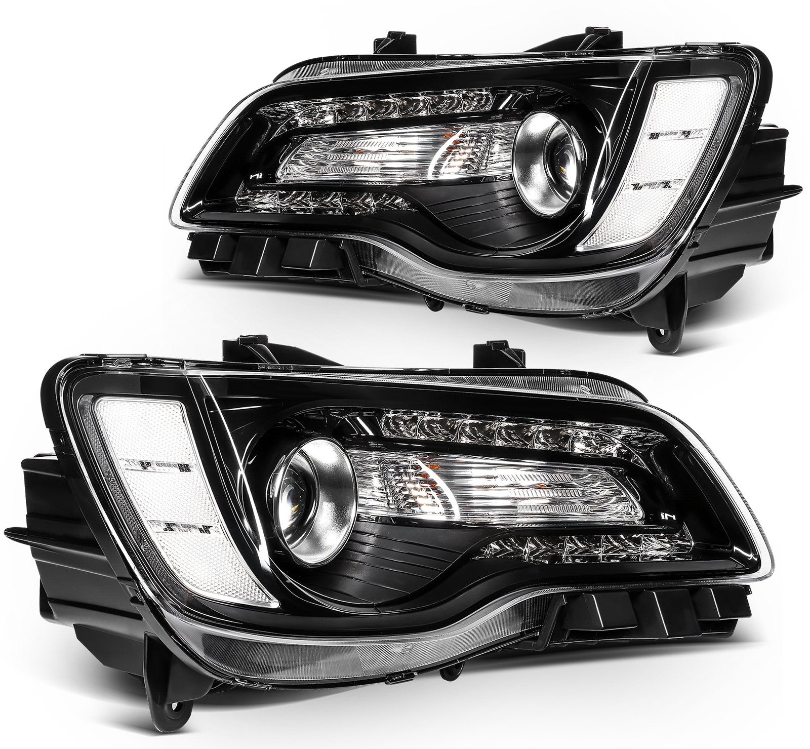 ECCPP Halogen Headlights Assembly For Chrysler 300 2015-2023 Pair Kit Black 6B93BC-57