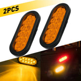 2X 6" Oval Amber LED 10 Trailer Truck Side Turn Marker Signal Tail Light Grommet 6B93BC-57