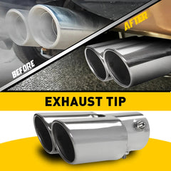 Chrome Car Stainless Steel Exhaust Dual Pipe Tail Throat Tip Muffler Accessories 6B93BC-57