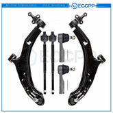 6Pcs For 2002-2006 Nissan Sentra Front Lower Control Arm Inner Outer Tie Rod End 6B93BC-57