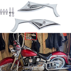 2x Chrome Motorcycle Blade Mirrors For Harley Sportster Rocker C Big Dog Chopper