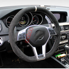 Suede Leather Hand-Stitched Steering Wheel Cover for Mercedes Benz GLK 300