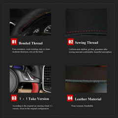 Hand-Sewing Black PU Leather Steering Wheel Covers Wrap For Infiniti JX35 2013