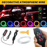 RGB LED Car Interior Fiber Optic Neon EL Wire Strip Atmosphere Light Kit Romote 6B93BC-57