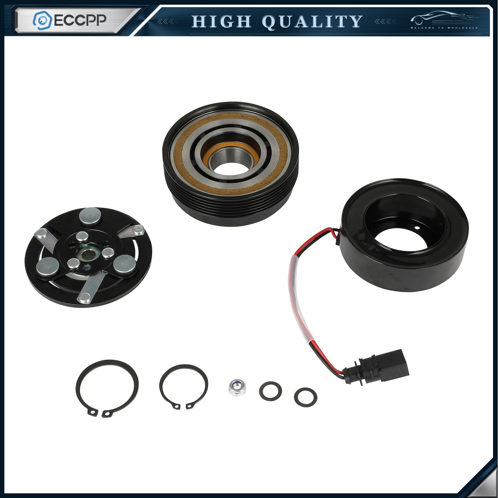 A/C AC Compressor Clutch Kit Repair Fits VW Jetta Beatle Golf Audi Quattro 99-06 6B93BC-57