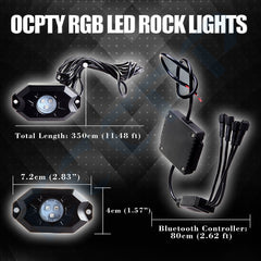 ECCPP 4 Pod RGB LED Rock Light Offroad Music Wireless Bluetooth Control ATV Jeep ECCPP