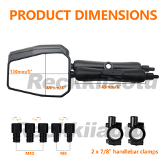 1 pair ADV Motorcycle Rearview Mirror Foldable Adjustable Adventure Universal US