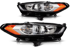 ECCPP Halogen Headlights Assembly For Ford Fusion 2013-2016 Pair Chrome Amber 6B93BC-57