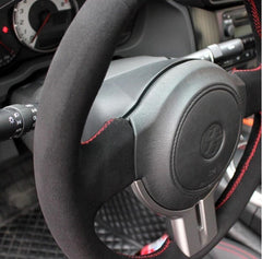 Black Suede Leather Steering Wheel Stitch-on Wrap Cover For Toyota 86 Subaru BRZ