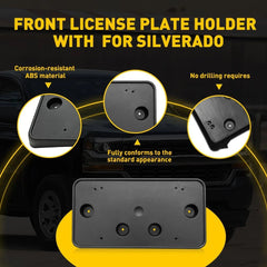 Fit For 2019-2021 Chevy Silverado 1500 Front License Plate Tag Bracket Holder EA 6B93BC-57