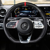 3D Carbon Fiber&Black Leather Steering Wheel Sewing Wrap For Mercedes Benz W177