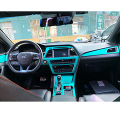 Interior Center Console Carbon Fiber Molding Sticker Fit For Hyundai Sonata 9th