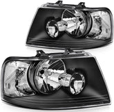 Pair Halogon Headlights Assembly For 2003-2006 Ford Expedition 4.6L 5.4L Black 6B93BC-57