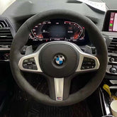 Black Suede Leather Steering Wheel Hand-stitch on Wrap Cover For X3 G01 2018-21