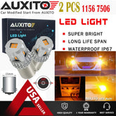 Auxito LED Front Turn Signal Blinker Light Bulbs 1156 7506 3497 Amber 2200K 2pcs AUXITO
