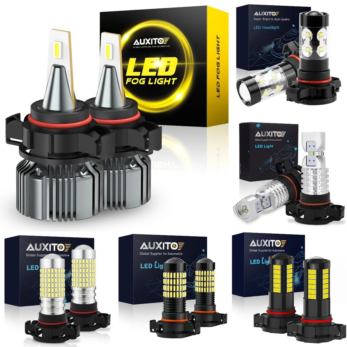 2x AUXITO PSX24W LED Fog Light Super Bright 2504 6500K Halogen Replacement Lamps AUXITO