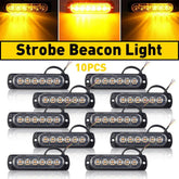 10X 6 Amber Car Truck LED Strobe Emergency Beacon Warning Hazard Flash Light Bar 6B93BC-57
