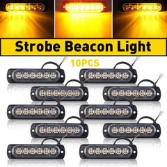 10X 6 Amber Car Truck LED Strobe Emergency Beacon Warning Hazard Flash Light Bar 6B93BC-57