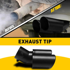 Car Rear Dual Exhaust Rear Pipe Tail Muffler Tip Tailpipe Throat Universal Black 6B93BC-57