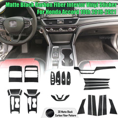 Carbon Fiber Pattern Center Console Molding Sticker Decals For Honda Accord 10th