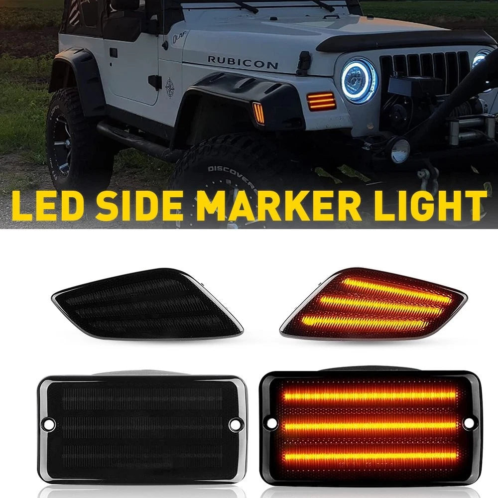 For 1997-2006 Jeep Wrangler TJ Smoke Bumper Fender Signal Side Marker Lights EOA 6B93BC-57