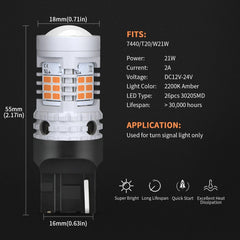 2X AUXITO 7440 Amber LED Turn Signal Light Bulbs Anti Hyper Flash Error Free EOA AUXITO