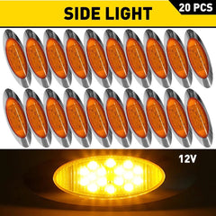 20PCS Marker Light 6.5" LED Truck RV Trailer Oval Clearance Side Light Amber EOA 6B93BC-57
