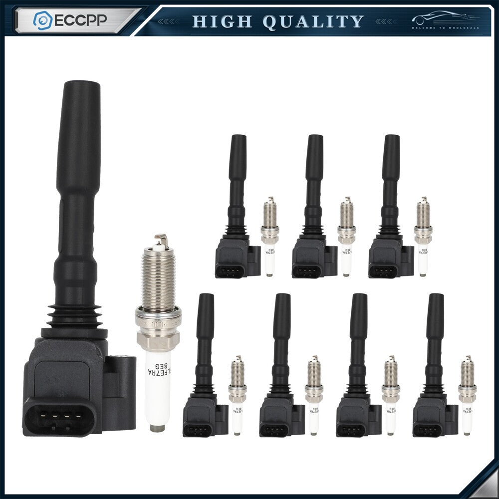 8 Pcs For 2015-2018 Audi RS7 2017-2018 Audi S8 V8 4.0L Ignition Coil Spark Plug 6B93BC-57