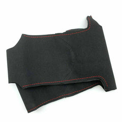 Black Suede Leather Steering Wheel Black Stitch Cover Fit For Porsche Cayenne
