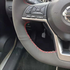 All Black Suede Leather Steering Wheel Hand Sewing Wrap Cover For Nissan Altima