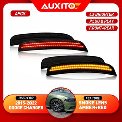 For 2015-2021 Dodge Charger Marker Side Lights Fender Lamps Front Amber&Red Rear 6B93BC-57