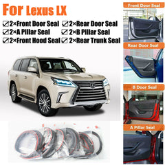 Door Rubber Seal Strips Weather Draft Wind Noise Reduction Kit For Lexus LX