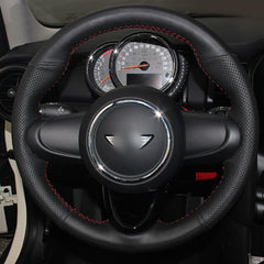 DIY Top PU Leather Steering Wheel Hand-stitch on Wrap Cover For Mini Coupe 2016