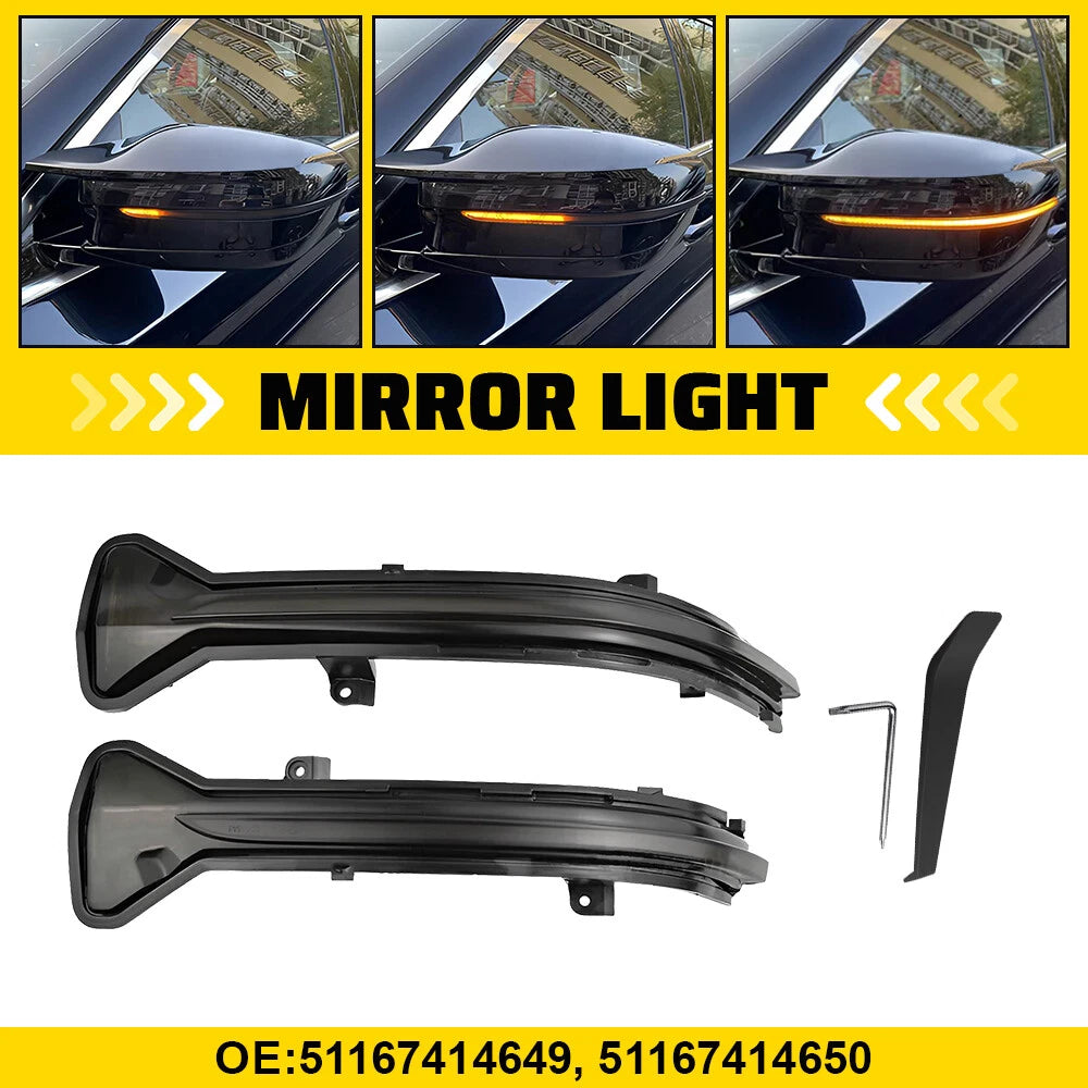 For BMW 5 Series G30 G31 2017-23 LED Side Mirror Sequential Turn Signal Lights A 6B93BC-57